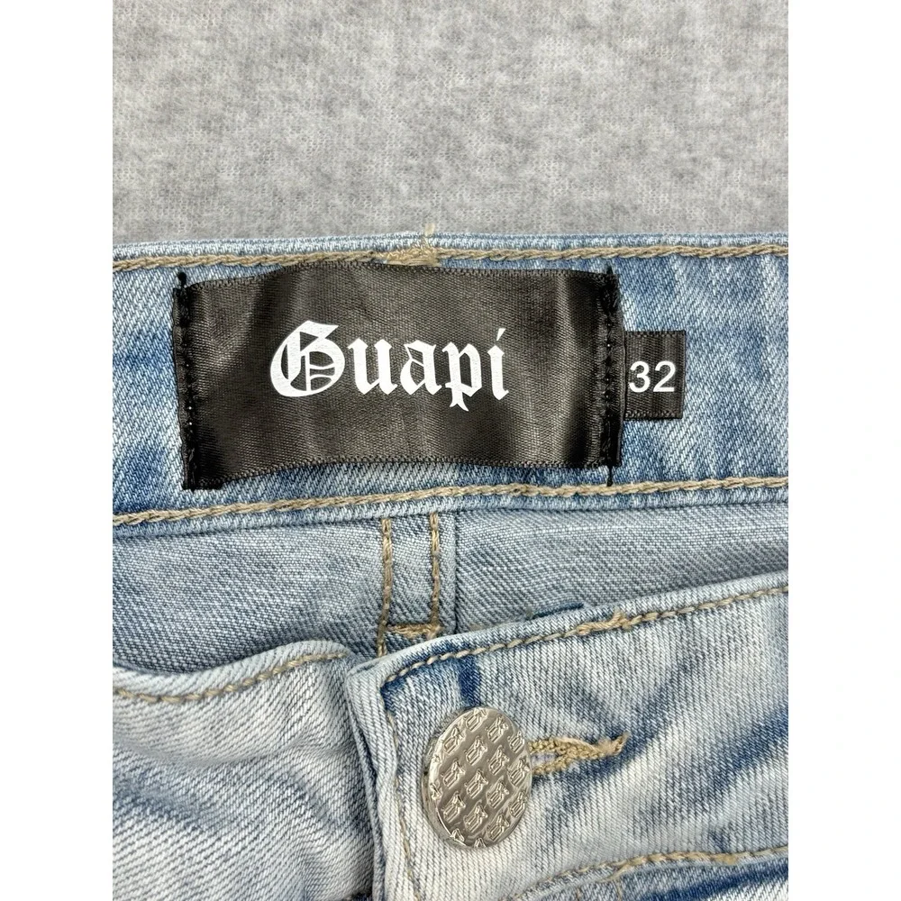 Guapi Stacked Flare Distressed Jeans Light Wash Men's Size 32